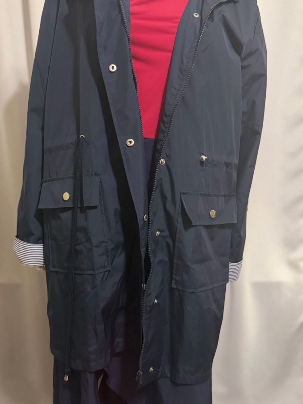 Jasambac Women’s XL Navy Blue Waterproof Raincoat Adjustable Drawstring Waist